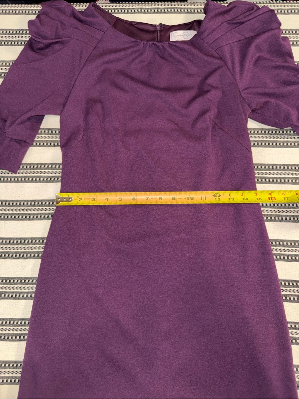 Jessica Simpson Plum Puff Sleeve Midi Dress, Size 6 - Picture 11 of 15